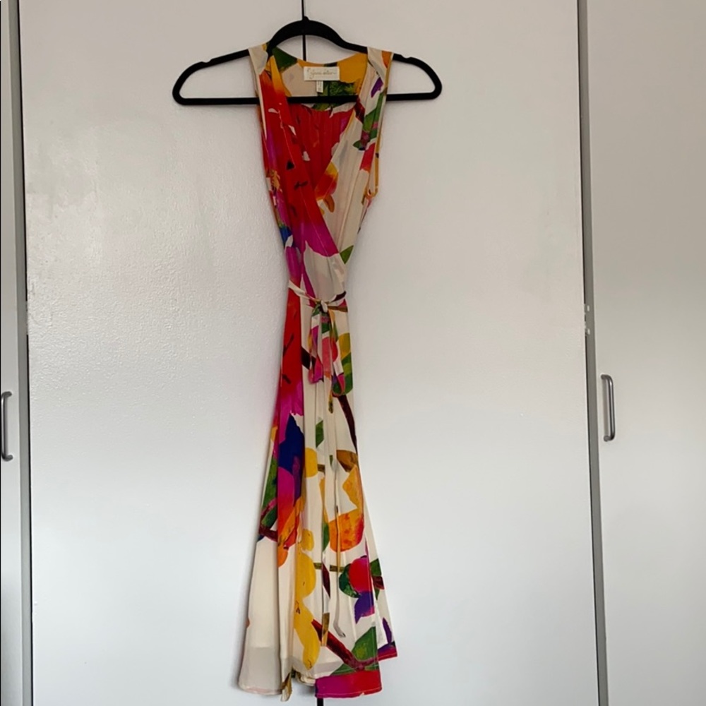 Yumi Kim Silk Floral Sleeveless Midi Wrap Dress XS